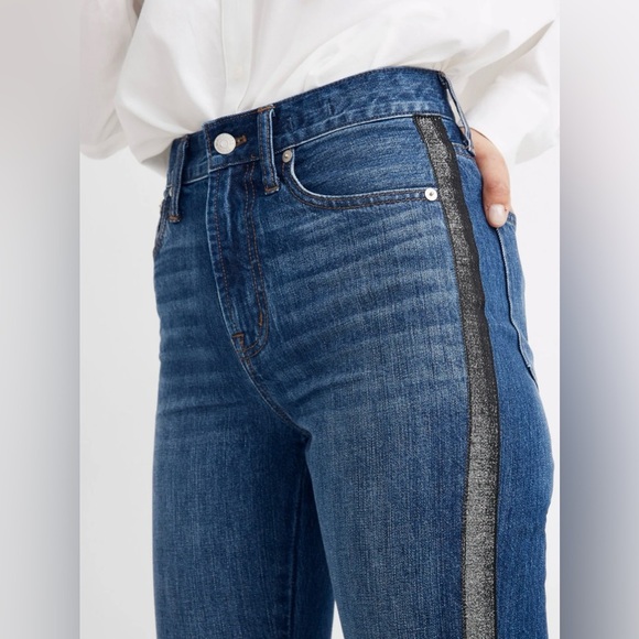 Women’s Madewell The Perfect Vintage Jean Metallic Tuxedo Stripe Edition Size 28 - Picture 3 of 16